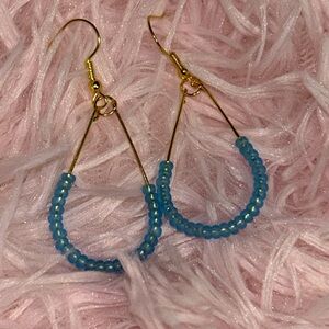 Elegant Blue Beaded Teardrop Earrings